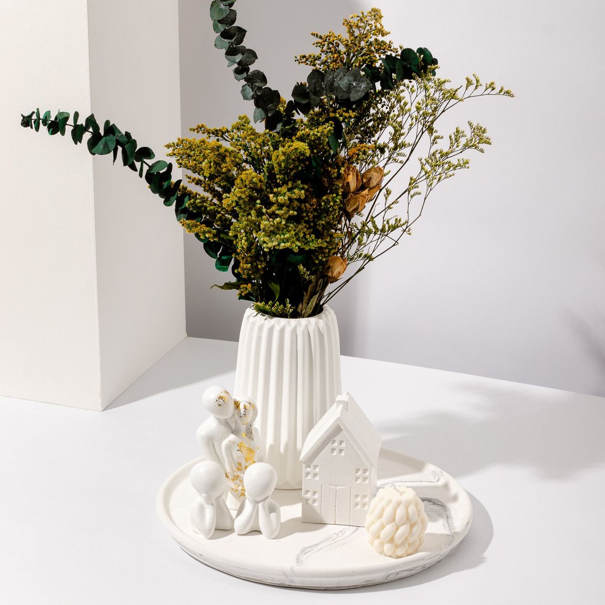 DECORACIONES ALE Y GABI - Centro de Mesa decorativo Trinity Jarron Base Velas Y Adornos