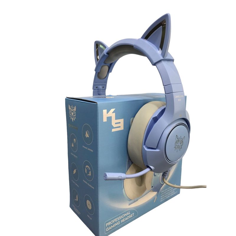 ONIKUMA - Diadema Audifonos Gamer Onikuma K9 Azules Con Orejas Y Luz Led Rgb