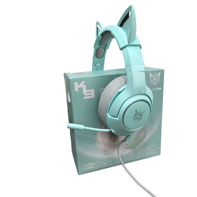 ONIKUMA - Diadema Audifonos Gamer Onikuma K9 Verdes Con Orejas Y Luz Led Rgb