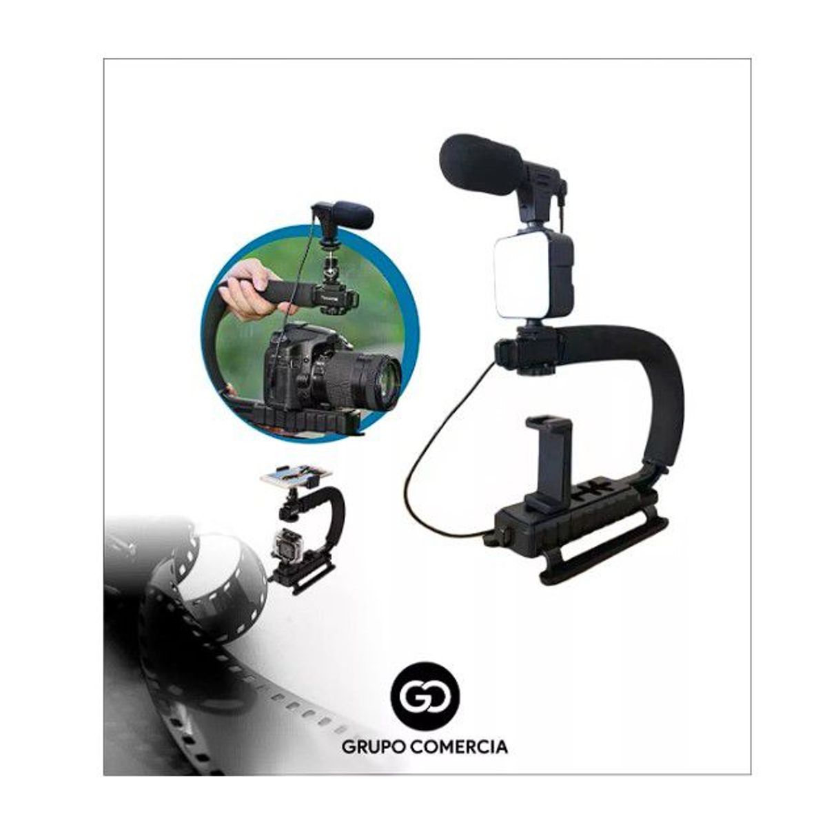 100 PIPERS - Estabilizador De Cámara De Video Portátil Micrófono Luz