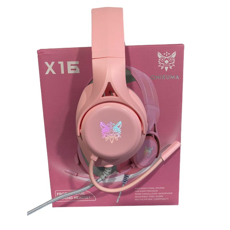 ONIKUMA - Diadema Audifonos Gamer Onikuma X16 Rosada Con Luces Rgb