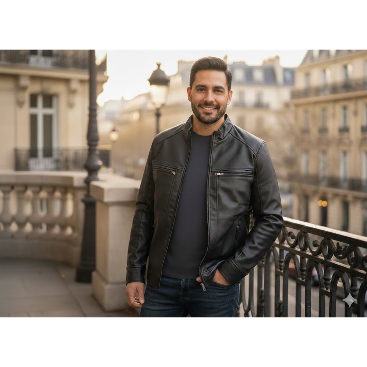 THE CLOTHING COMPANY - Chaqueta Hombre Cuero Sintético Interior Forrado Lisa-Negro