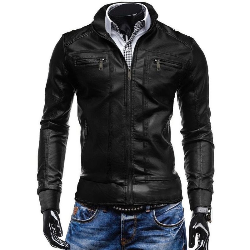THE CLOTHING COMPANY - Chaqueta Hombre Cuero Sintético Interior Forrado Lisa-Negro