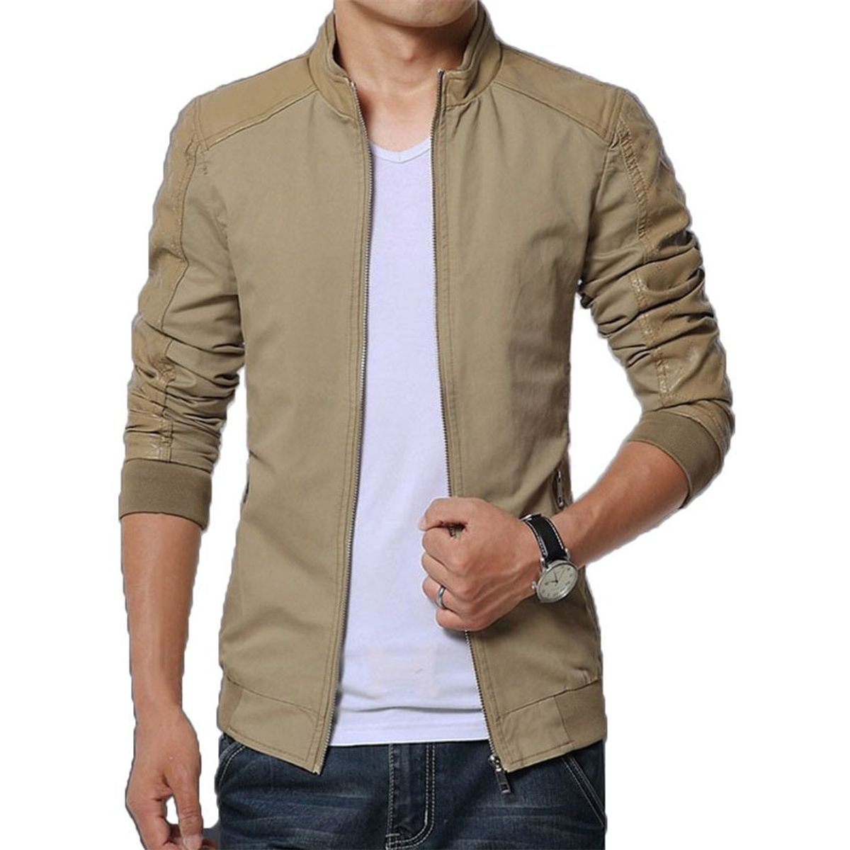 THE CLOTHING COMPANY - Chaqueta Hombre Drill Cuero Sintético-Negro