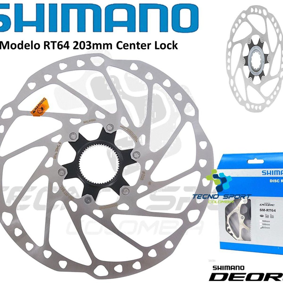 SHIMANO - Disco Rotor Freno Shimano Deore Rt64 203mm Center Lock
