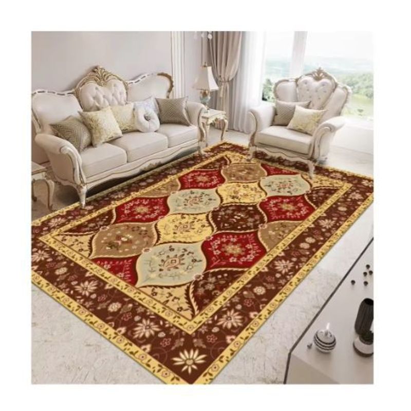 AMERICO SHOP - Tapete Decorativo Moderno 150x200 cm Diseño Elegante Rojo y Amarillo