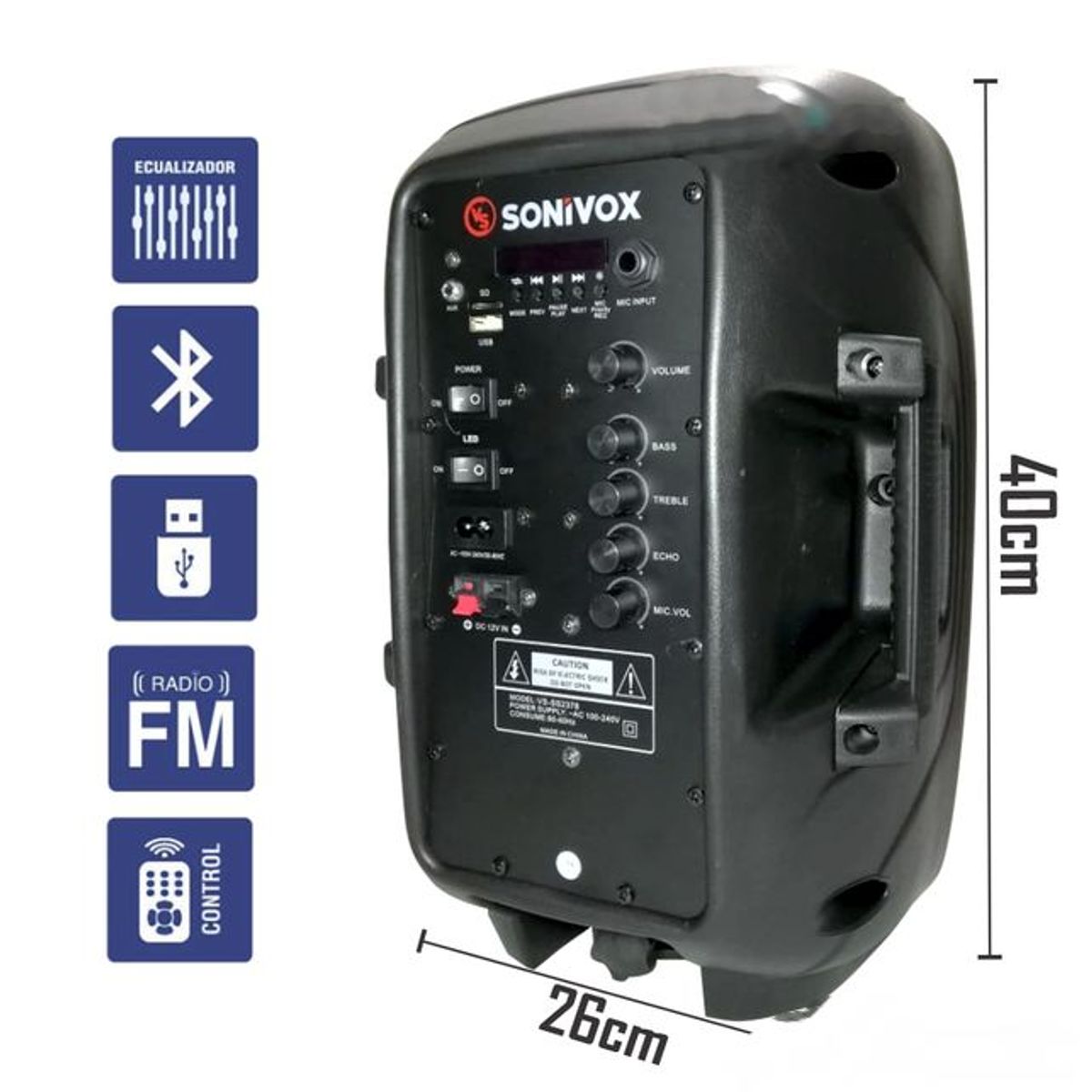 SONIVOX - Parlante Cabina De Sonido 8 Pulgadas Sonivox