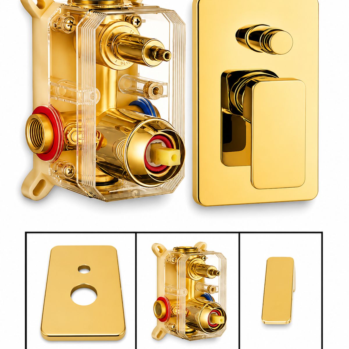 GENERICO - Mezclador Desviador-ducha 30cm -pared-teleducha Gold Intense