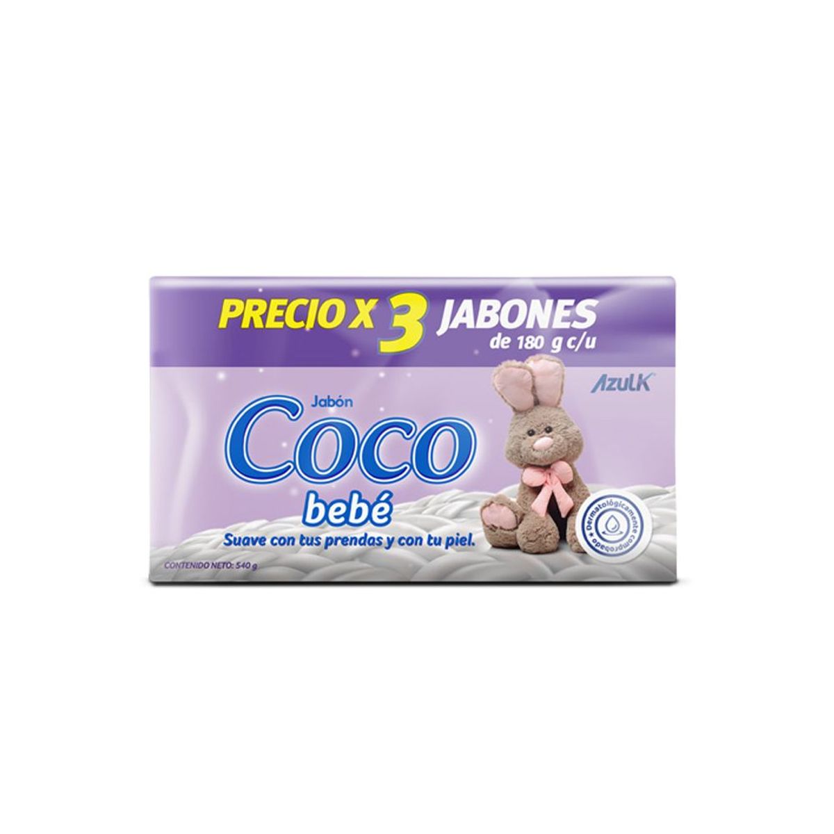 AZUL K - Jabón Coco Bebé 3 und x 180 g c/u