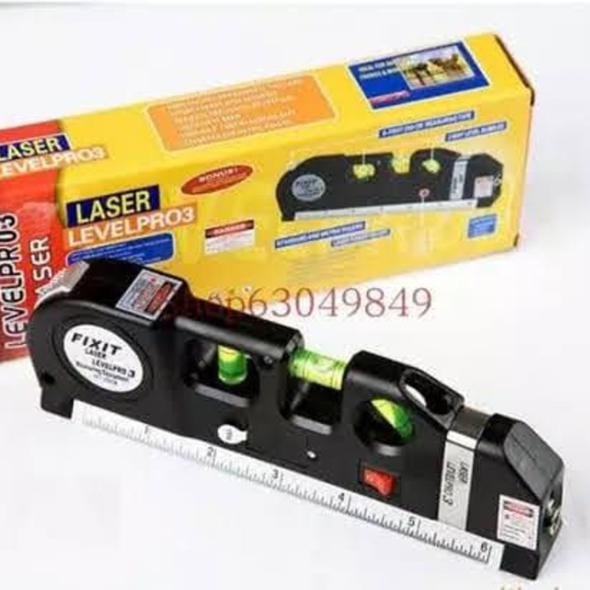 GENERICO - Nivel Laser Cinta Métrica Con 3 Burbujas Regla