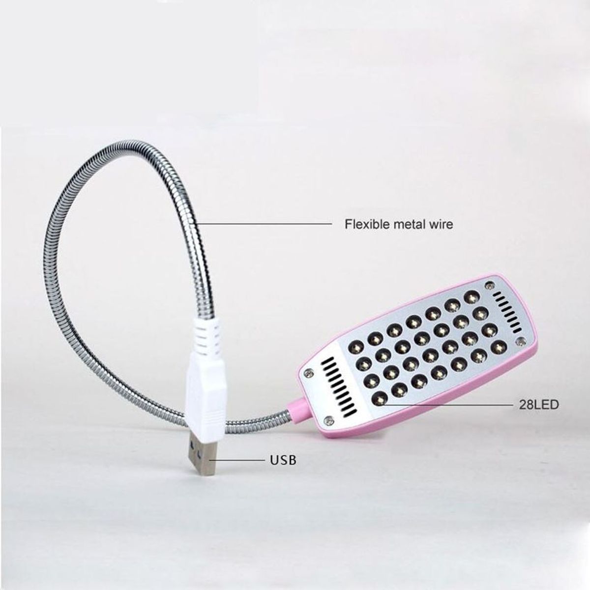GENERICO - Lampara 28 led luz blanca flexible usb portatil pc color negro
