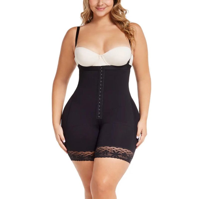 DIANE & GEORDI - Faja moldeadora short corto senos libres strapless Powerlight (3638) - Negro