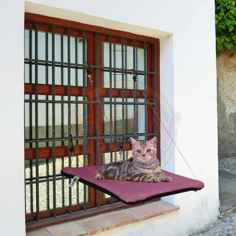HALLY PET - Cama O Hamaca Gatos Para Ventanas Con Reja Rosado.