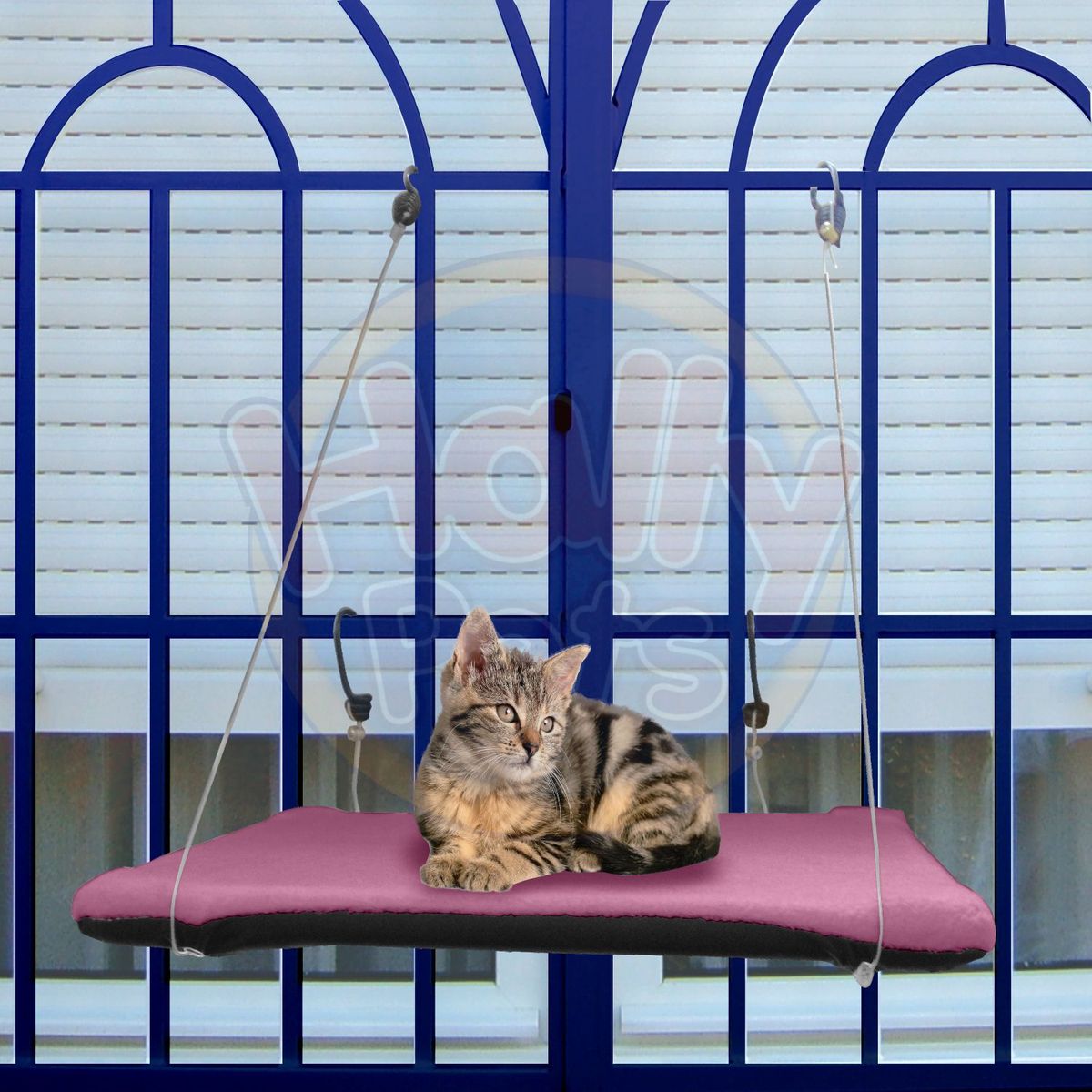 HALLY PET - Cama O Hamaca Gatos Para Ventanas Con Reja Rosado.