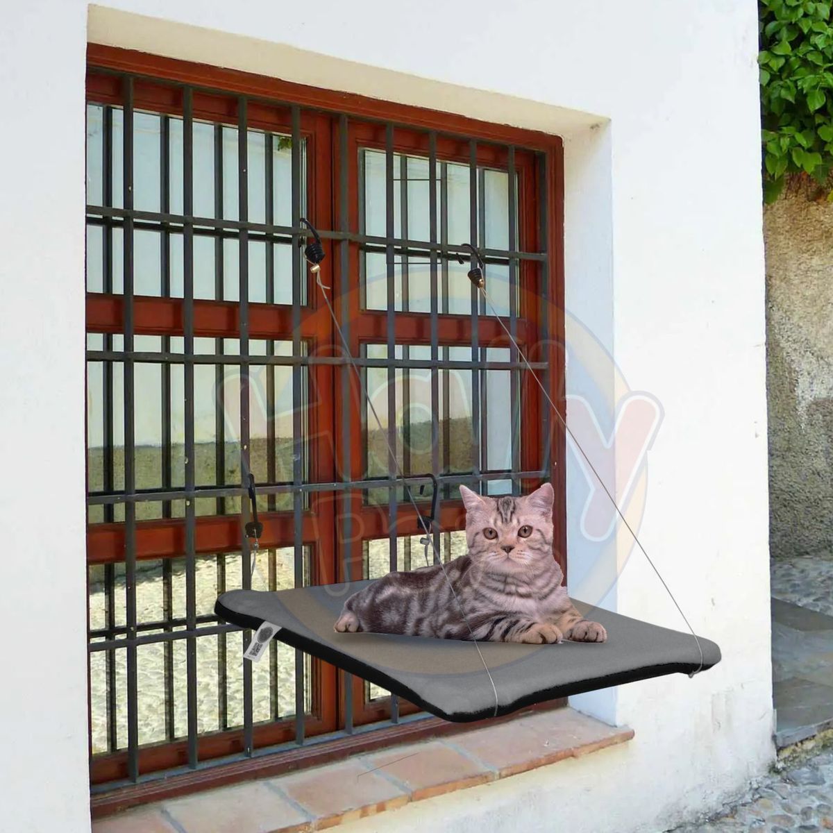 HALLY PET - Cama O Hamaca Gatos Para Ventanas Con Reja Gris.