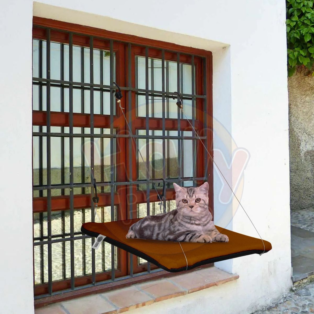 HALLY PET - Cama O Hamaca Gatos Para Ventanas Con Reja Marron.