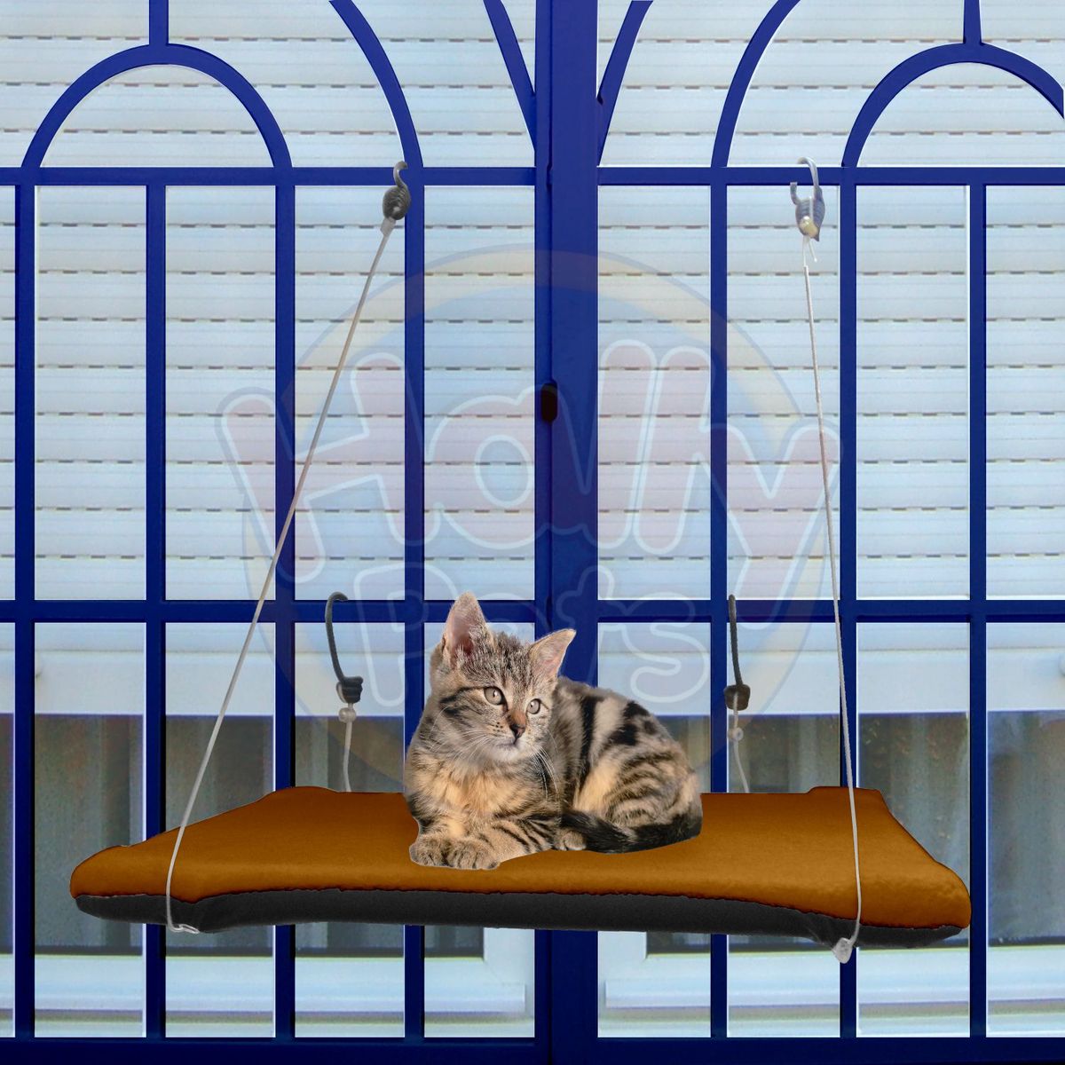 HALLY PET - Cama O Hamaca Gatos Para Ventanas Con Reja Marron.