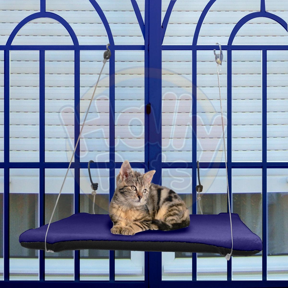 HALLY PET - Cama O Hamaca Gatos Para Ventanas Con Reja Morado.
