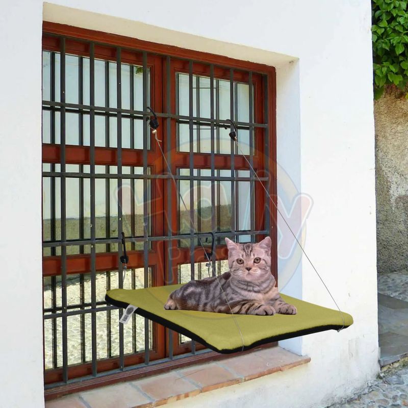 HALLY PET - Cama O Hamaca Gatos Para Ventanas Con Reja Beige.