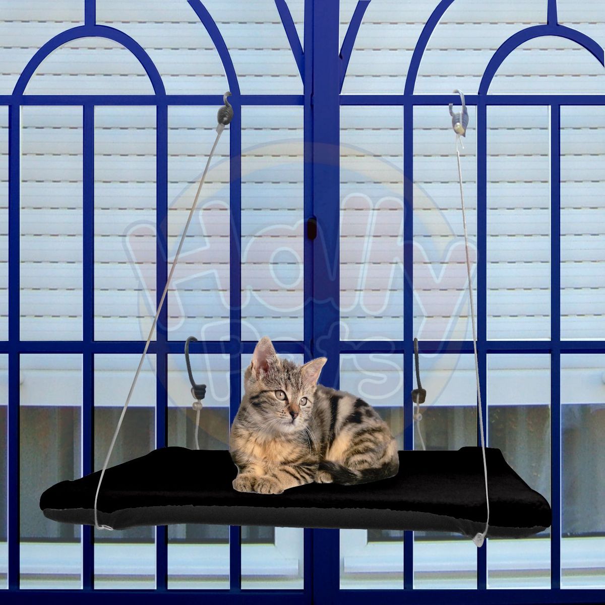 HALLY PET - Cama O Hamaca Gatos Para Ventanas Con Reja Negro