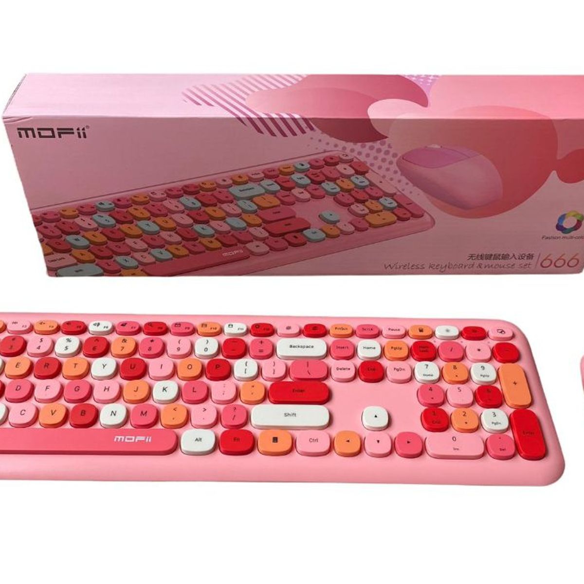 GENERICO - Combo Inalámbrico Teclado Y Mouse Mofii 666 2,4g Color Rosa