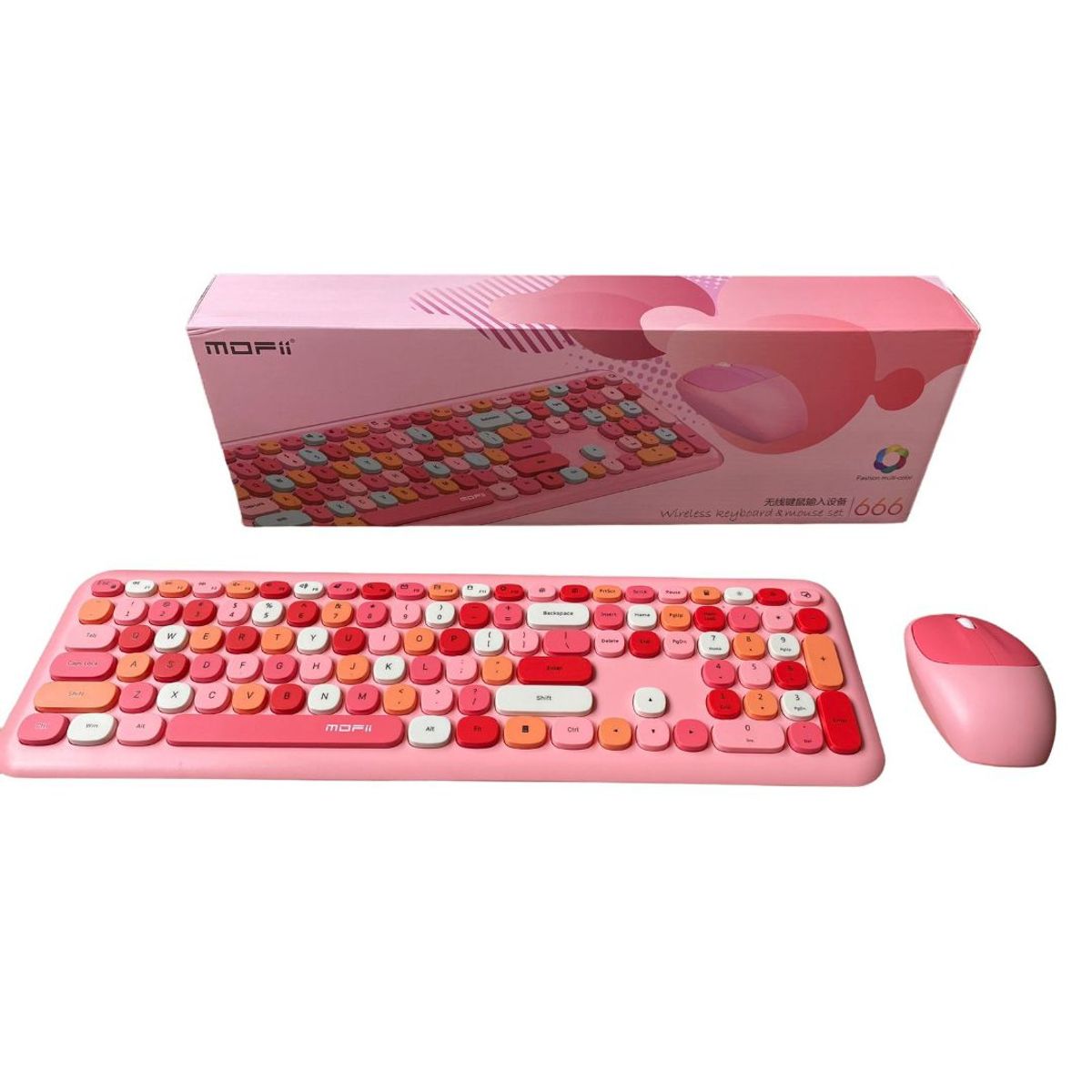 GENERICO - Combo Inalámbrico Teclado Y Mouse Mofii 666 2,4g Color Rosa