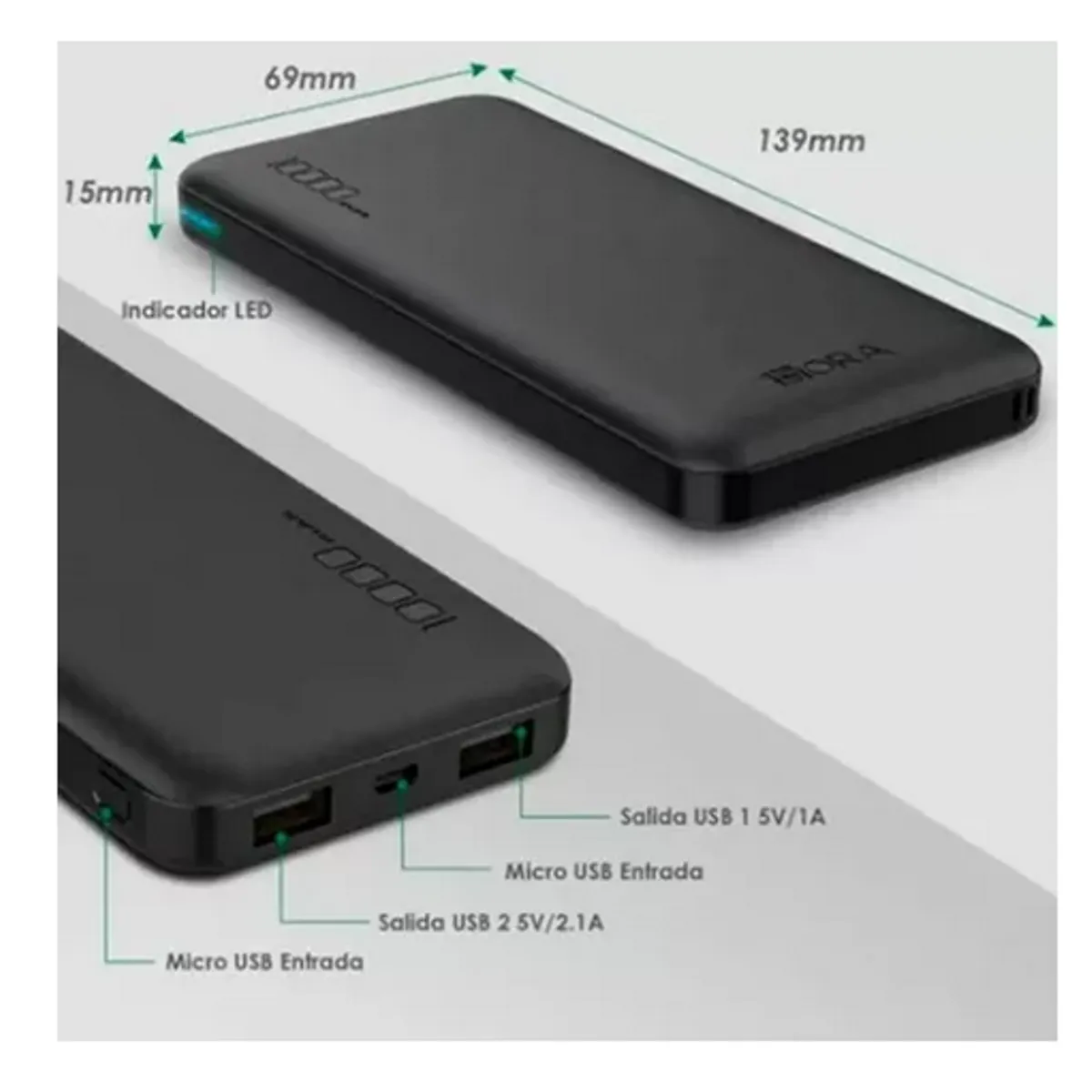 SHENGSHOU - Power Bank Pila Bateria Portatil 10000mah Real 1hora Gar094