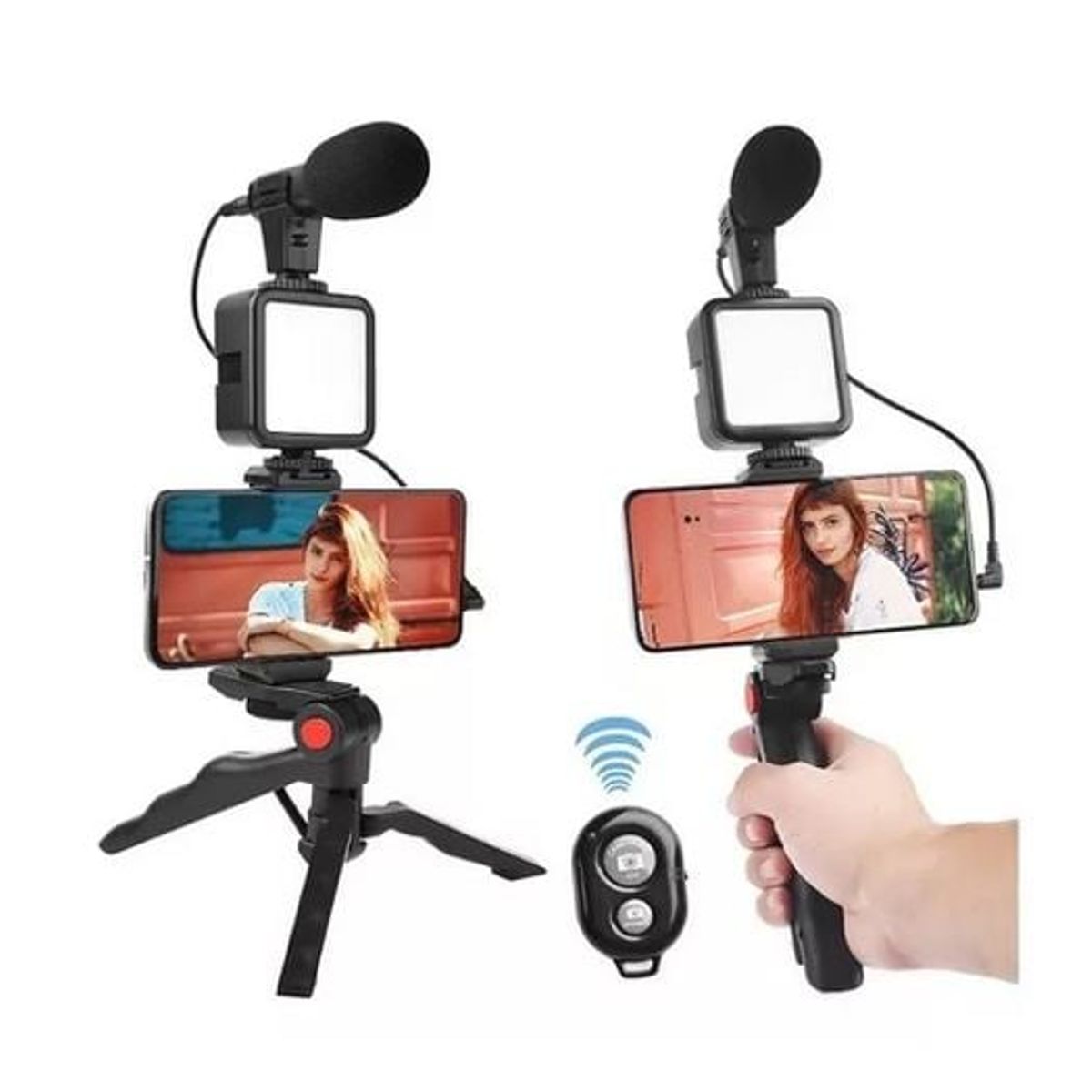 DIANSHENG - Kit Para Streaming Vlogs Mini Trípode Luz Relleno Micrófono