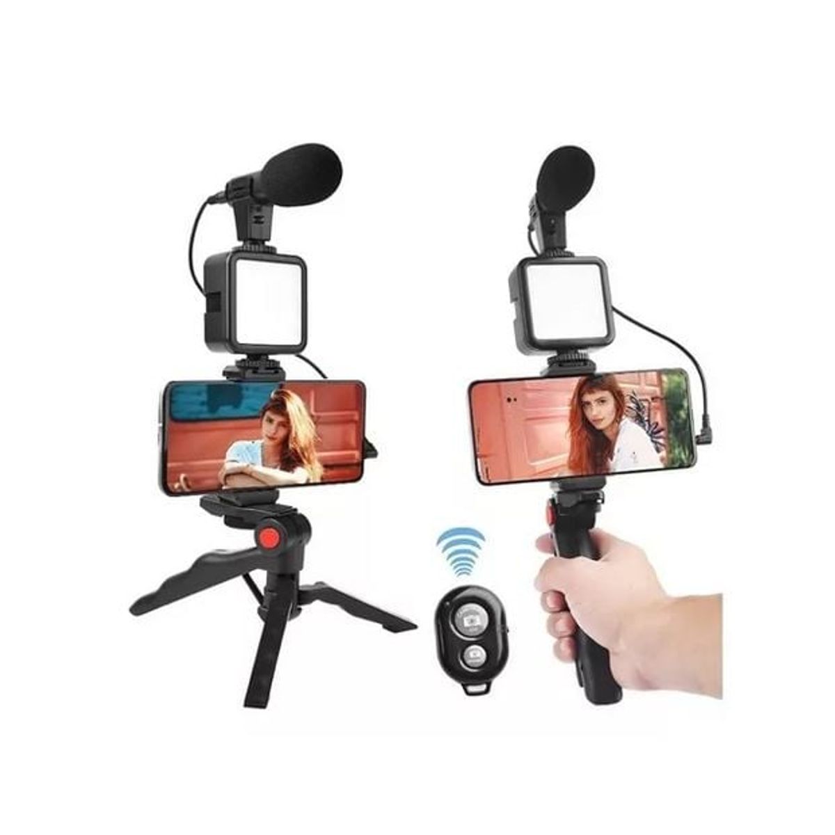 DIANSHENG - Kit Para Streaming Vlogs Mini Trípode Luz Relleno Micrófono