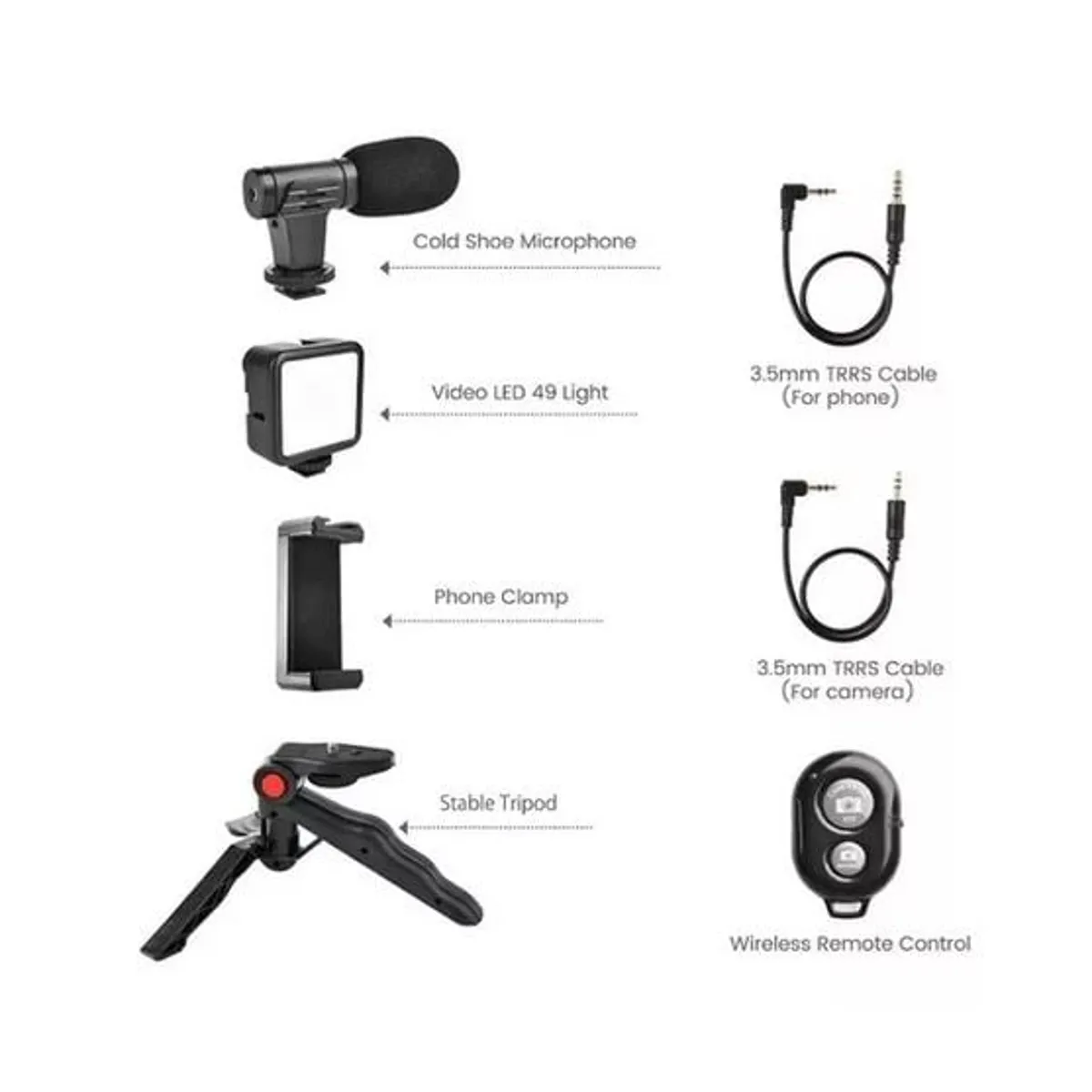 DIANSHENG - Kit Para Streaming Vlogs Mini Trípode Luz Relleno Micrófono