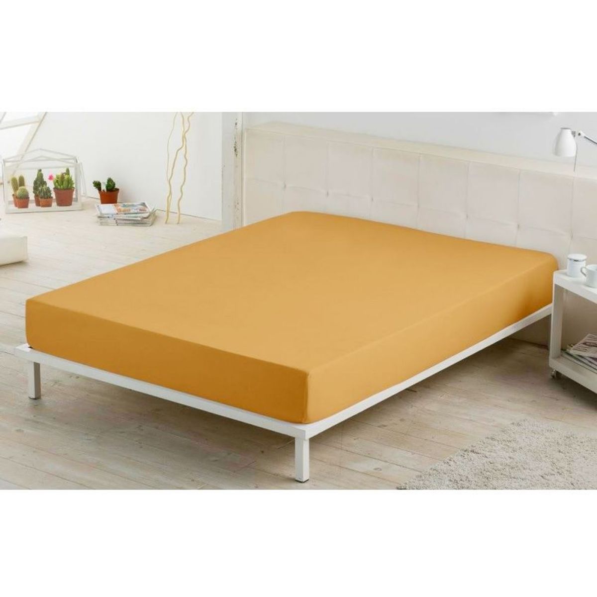 GENERICO - Sabana ajustable y 2 fundas cama semidoble camel