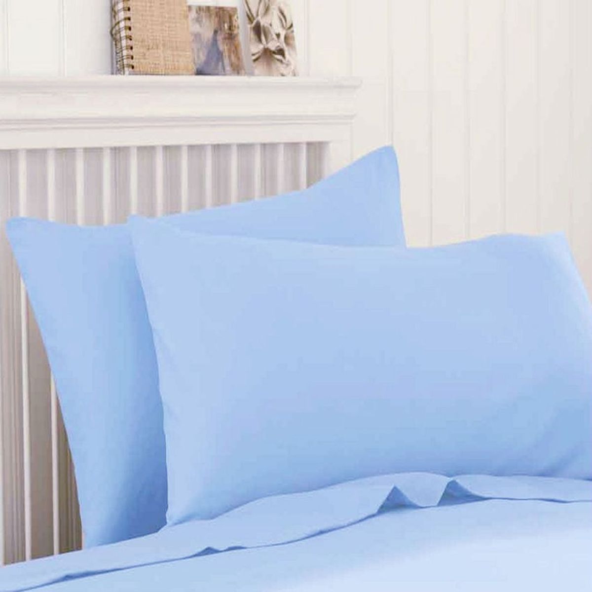 GENERICO - Sabana ajustable y 2 fundas cama doble azul claro
