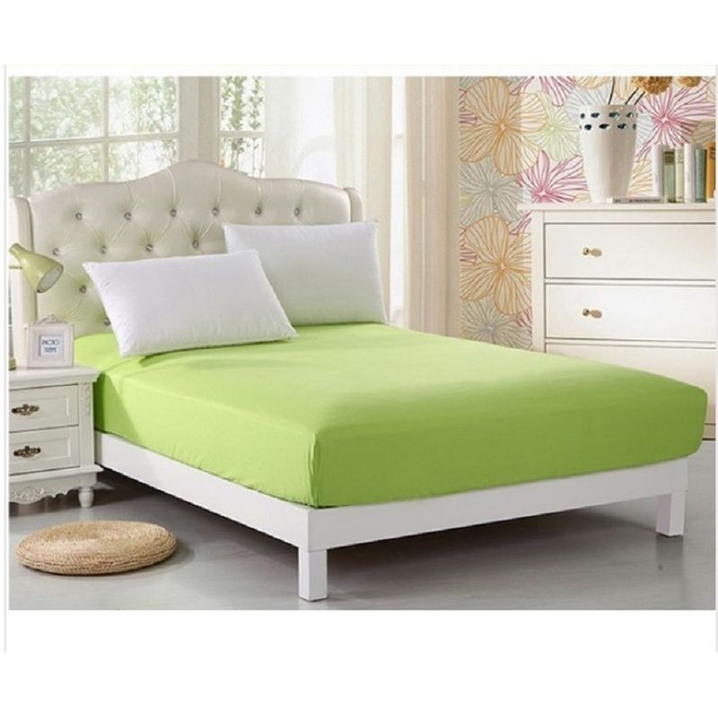 GENERICO - Sabana ajustable y 2 fundas cama queen verde pistacho 30 cms