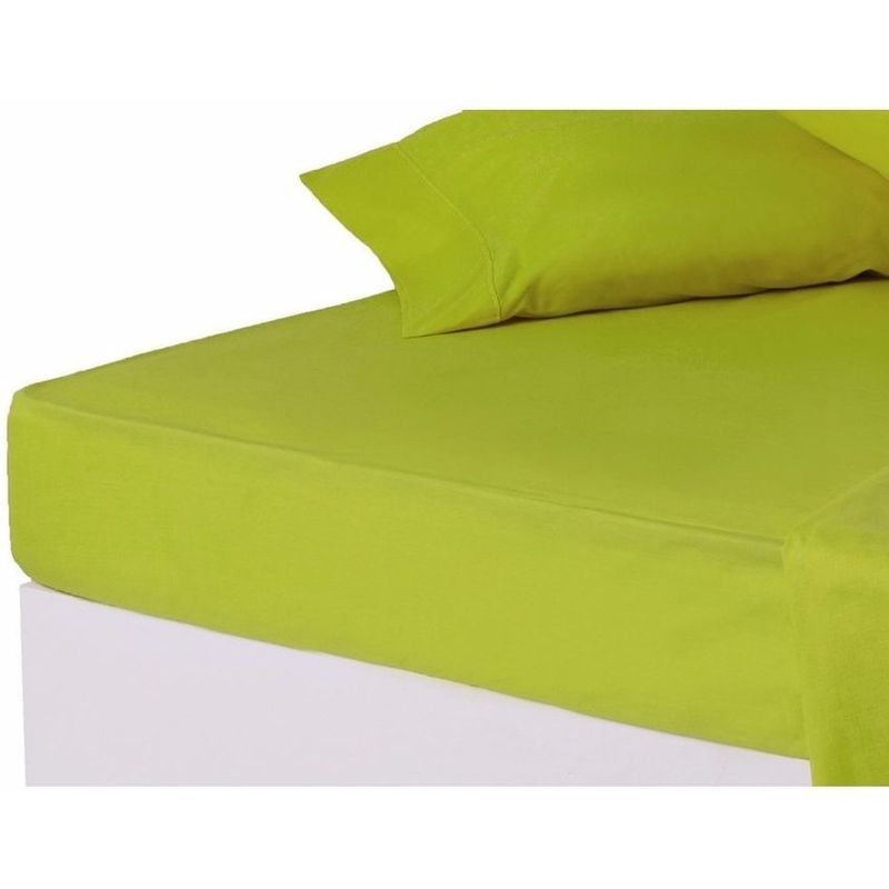 GENERICO - Sabana ajustable y 1 fundas cama sencillo verde pistacho 35 cms