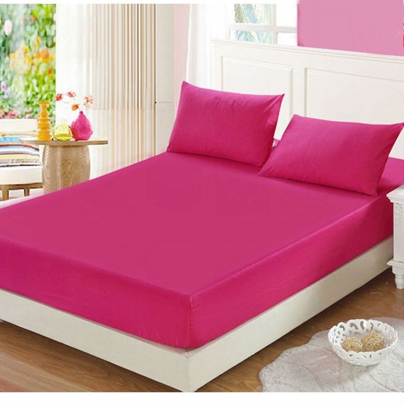 GENERICO - Sabana ajustable y 1 fundas cama sencillo fuscia