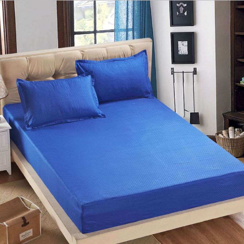 GENERICO - Sabana ajustable y 2 fundas cama doble azul rey