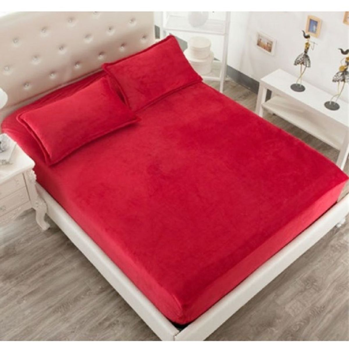GENERICO - Sabana ajustable y 1 fundas cama sencillo rojo 35 cms