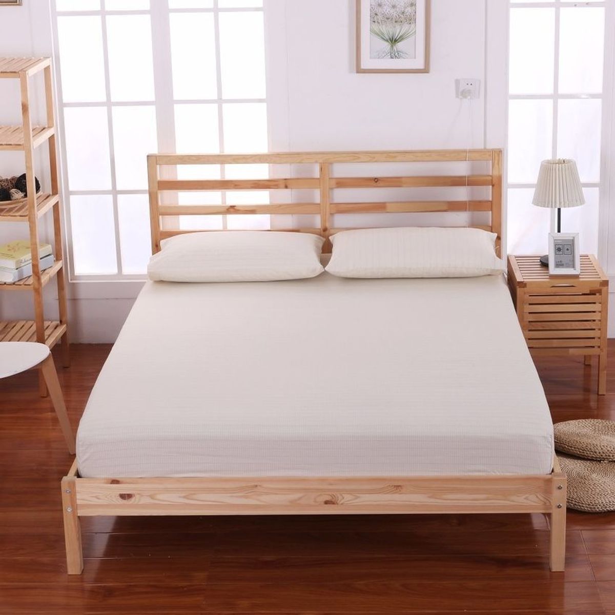 GENERICO - Sabana ajustable y 2 fundas cama semidoble blanca