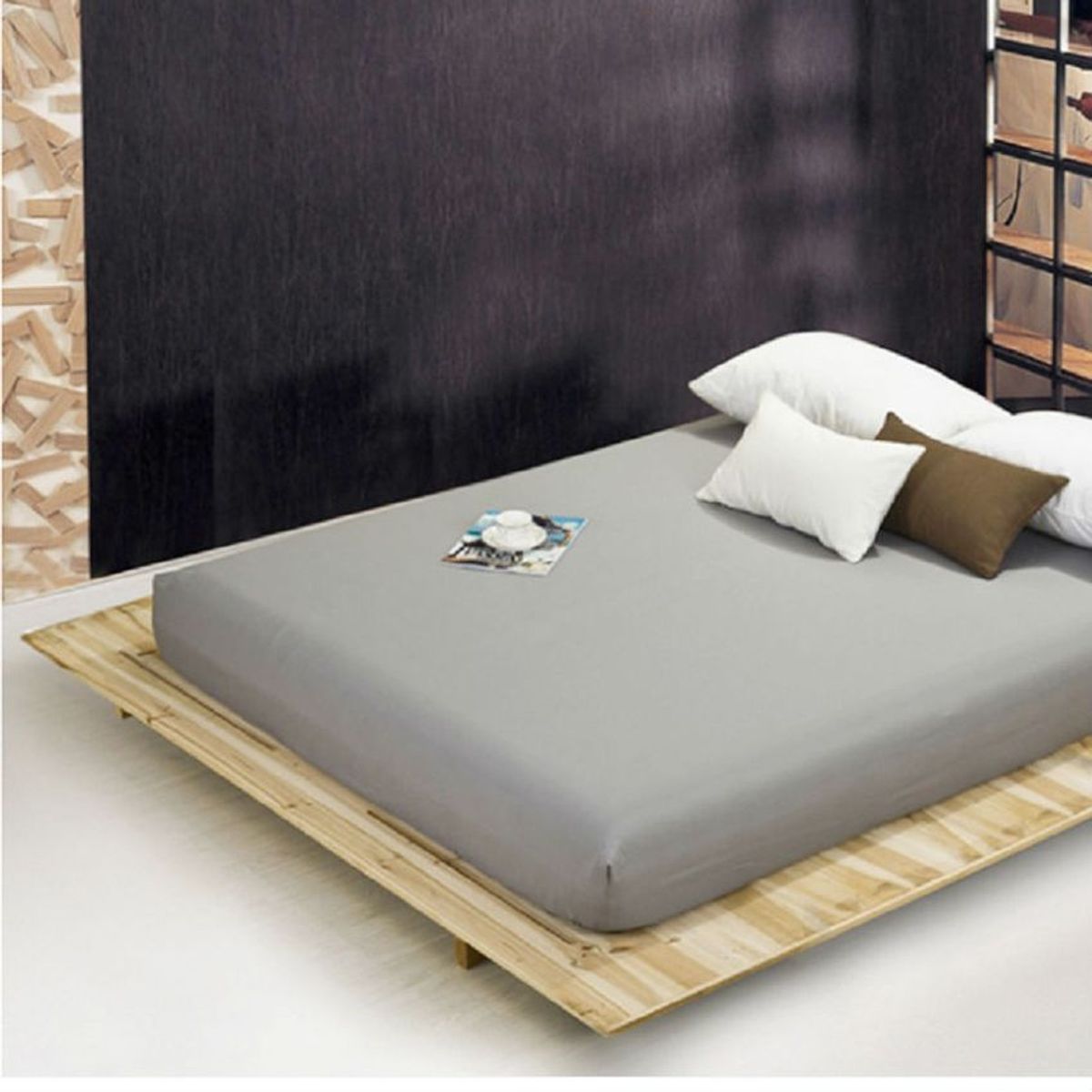GENERICO - Sabana ajustable y 2 fundas cama queen gris 30 cms