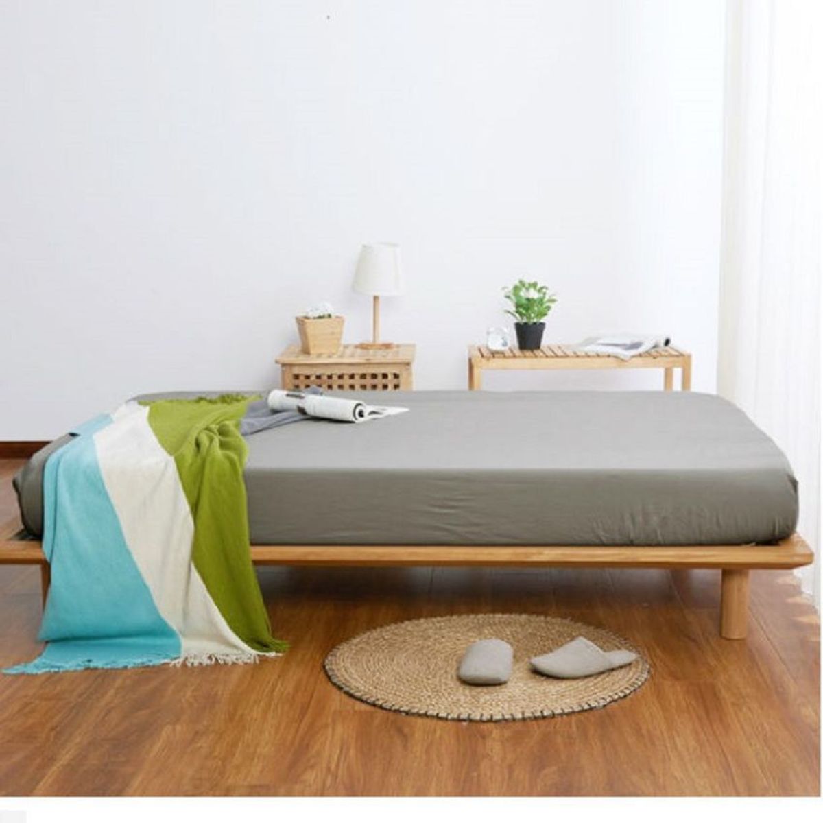 GENERICO - Sabana ajustable y 2 fundas cama queen gris 30 cms