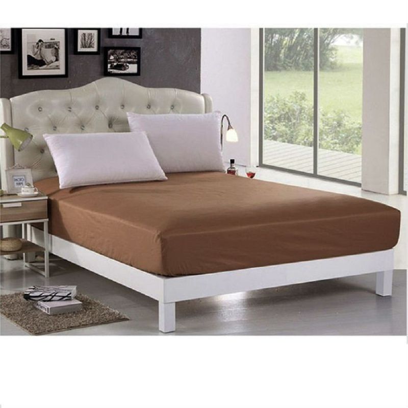 GENERICO - Sabana ajustable y 2 fundas cama queen café 35 cms