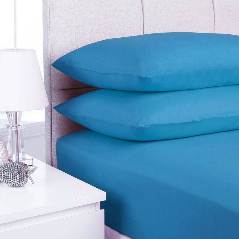 GENERICO - Sabana ajustable y 1 fundas cama sencillo azul marino 30 cms