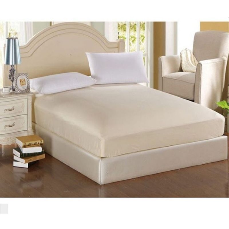 GENERICO - Sabana ajustable y 2 fundas cama queen beige 30 cms