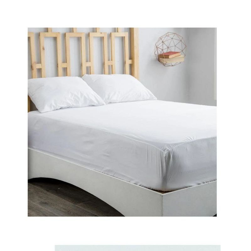 GENERICO - Protector de colchon tela antifluidos blanco cama sencilla