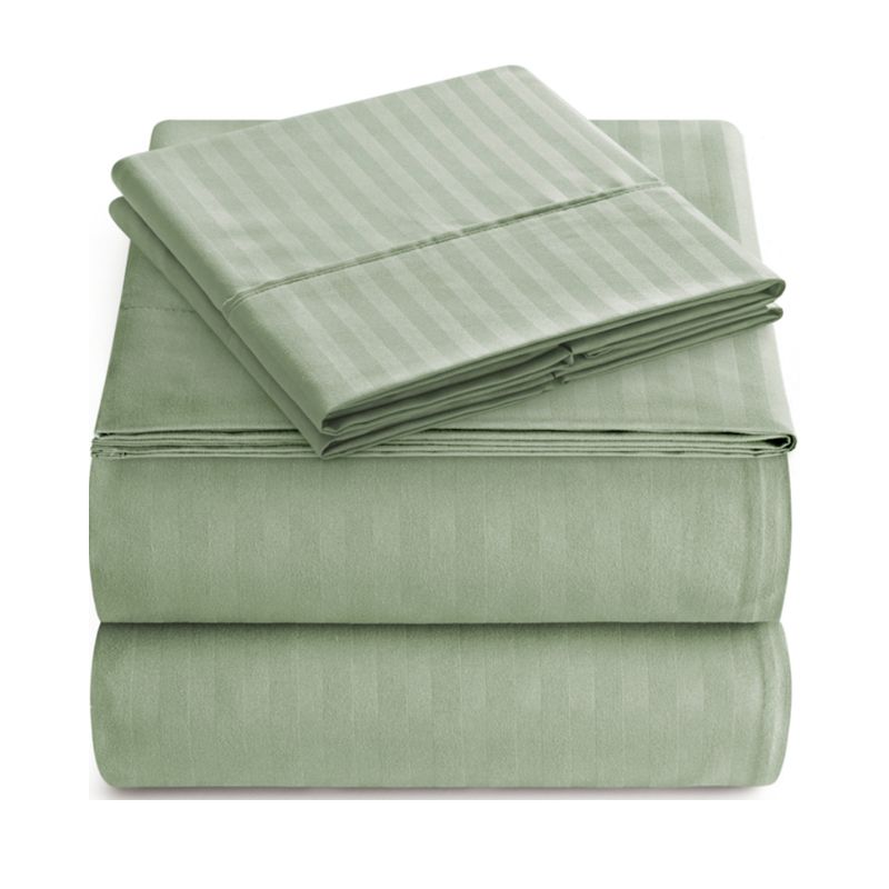VENECIA - Juego de sabanas cama sencillo 100% algodón 420 hilos verde