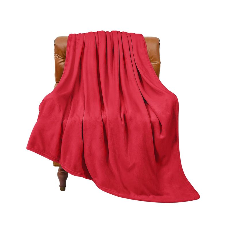 GENERICO - Cobija manta frazada piel ángel térmica unicolor rojo