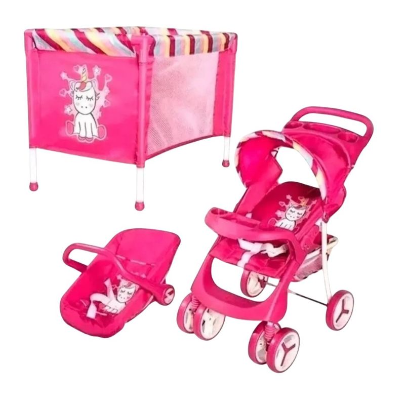 BEBESIT - Doll Kit Coche Cuna Portabebé Para Muñeca Bebesit Unicornio