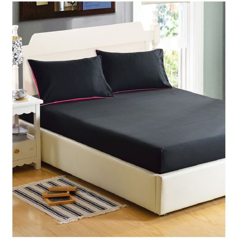 GENERICO - Sabana ajustable y 2 fundas cama queen negro