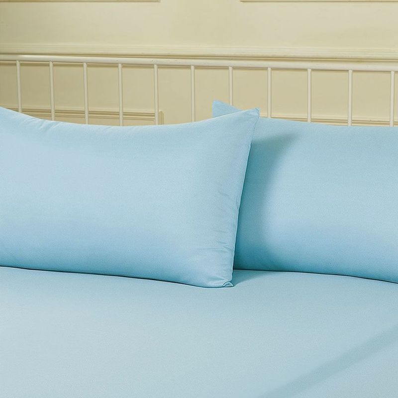 GENERICO - Sabana ajustable y 2 fundas cama doble azul claro 30cms