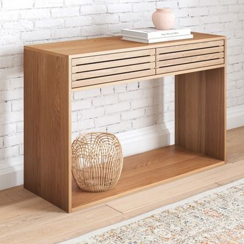 22 GRADOS DECORACION - Mesa Recibidor Sun 140x30cm Roble Macizo